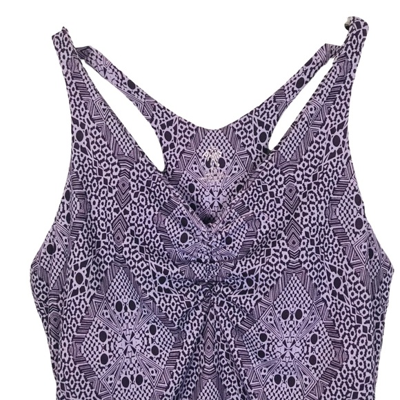 Prana purple abstract print racerback athletic tank top. - Picture 2 of 7